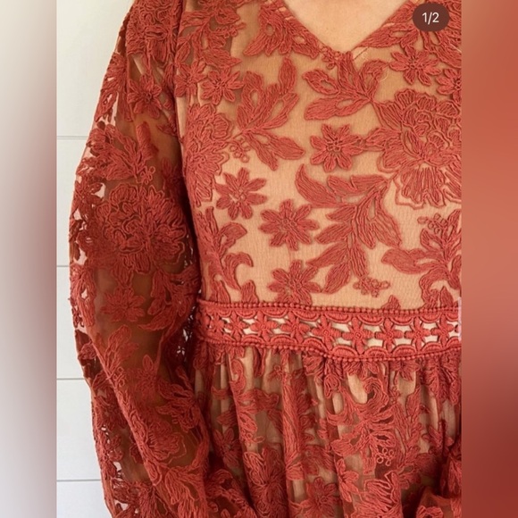 Polagram rust lace dress - Picture 2 of 5